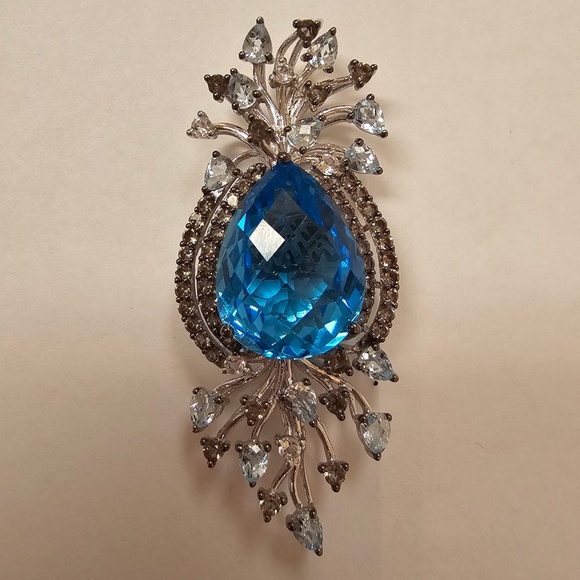 Le Vian Gold, Blue Topaz, Aquamarine & Champagne Diamond - Picture 1 of 2